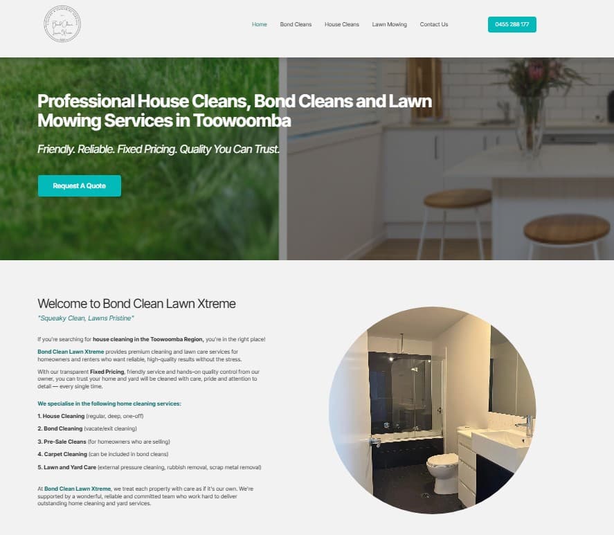 Cleaning services website design shown on laptop and phone